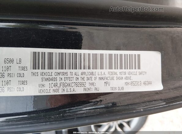 1C4RJFBGXKC782892 2019 JEEP GRAND CHEROKEE Black Vista del compartimento del motor