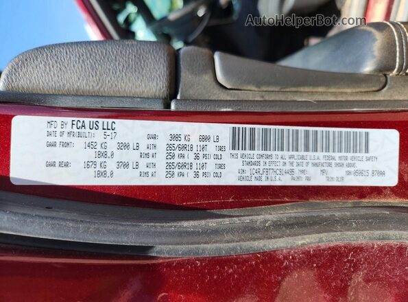 1C4RJFBT7HC914495 2017 JEEP GRAND Red Vista de la etiqueta del VIN