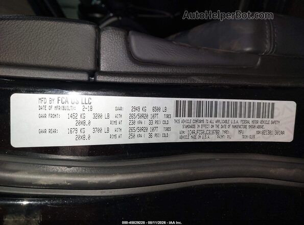 1C4RJFCG0JC318782 2018 JEEP GRAND CHEROKEE Black Շարժիչի բաժամունքի տեսք