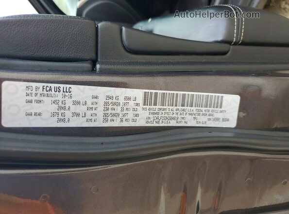 1C4RJFCG3HC694810 2017 JEEP GRAND Gray Vista de la etiqueta del VIN
