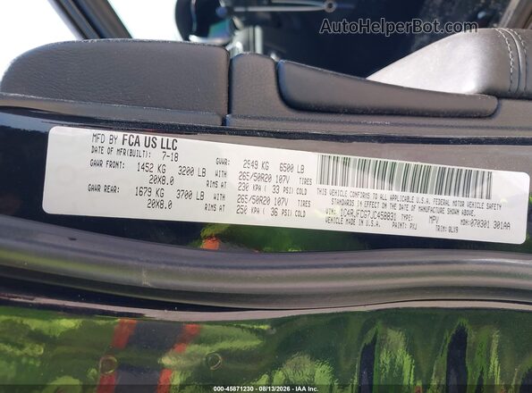 1C4RJFCG7JC458831 2018 JEEP GRAND CHEROKEE Black Вид підкапотного простору