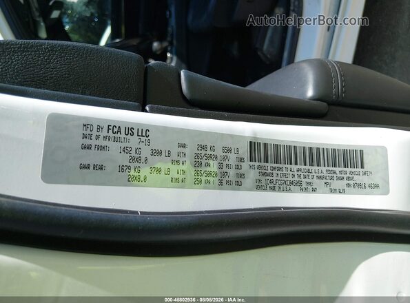 1C4RJFCG7KC845056 2019 JEEP GRAND CHEROKEE Белый Вид подкапотного пространства