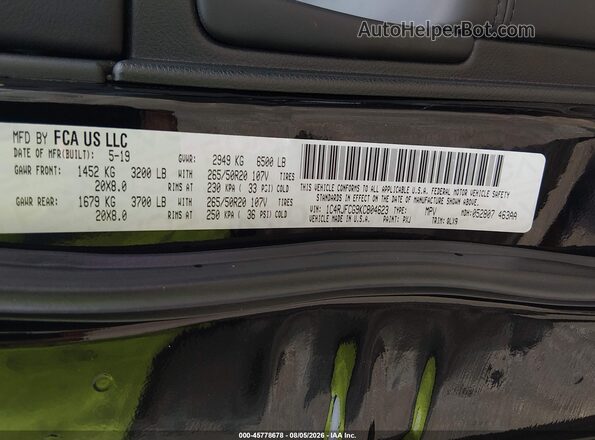 1C4RJFCG9KC804623 2019 JEEP GRAND CHEROKEE Black ძრავის განყოფილების ხედი