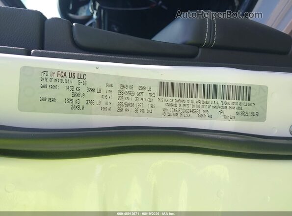 1C4RJFCGXGC445631 2016 JEEP GRAND CHEROKEE White Widok komory silnika