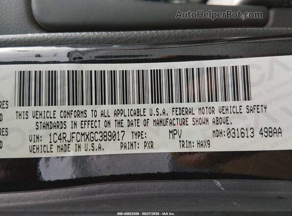 1C4RJFCMXGC389017 2016 JEEP GRAND CHEROKEE Black Вид підкапотного простору