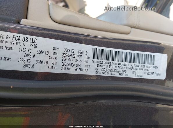 1C4RJFCT0GC361024 2016 JEEP GRAND CHEROKEE Gray Вид підкапотного простору