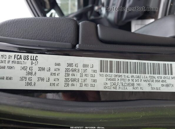 1C4RJFLT8JC105348 2018 JEEP GRAND CHEROKEE Black Vista del compartimento del motor