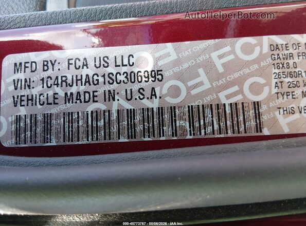1C4RJHAG1SC306995 2025 JEEP GRAND CHEROKEE Maroon Вид підкапотного простору