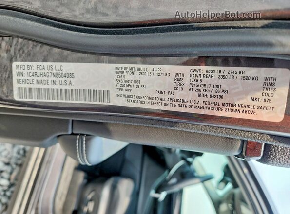 1C4RJHAG7N8604085 2022 JEEP GRAND Gray Vista interior de 360 grados