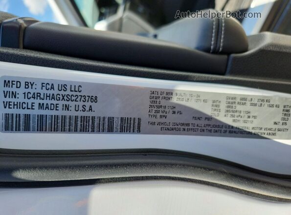 1C4RJHAGXSC273768 2025 JEEP GRAND White VIN կոդի պիտակի տեսք