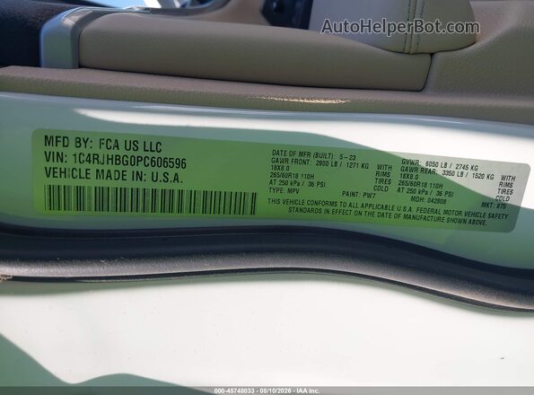 1C4RJHBG0PC606596 2023 JEEP GRAND CHEROKEE Белый Вид подкапотного пространства