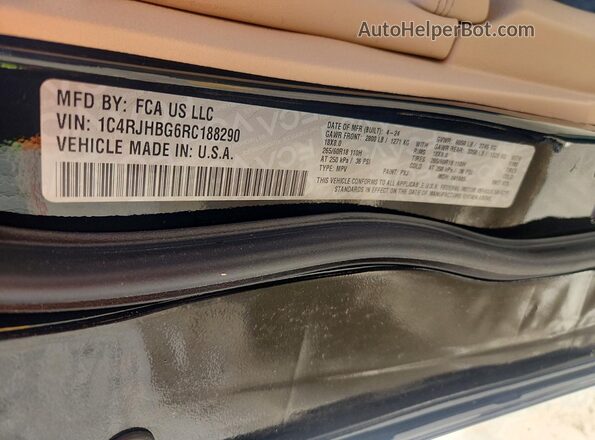 1C4RJHBG6RC188290 2024 JEEP GRAND Black VIN sticker view