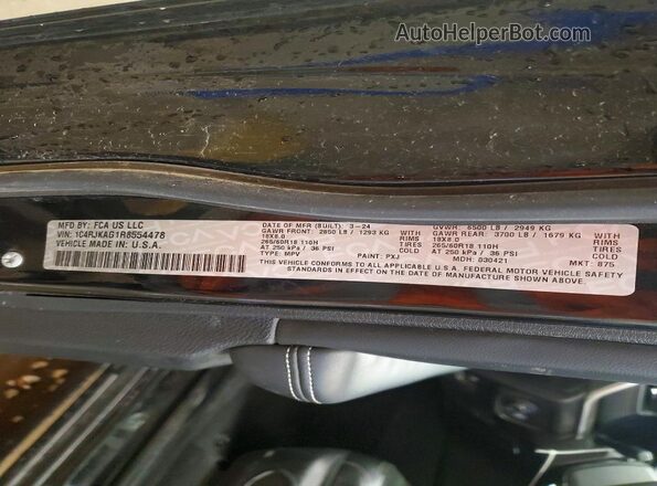 1C4RJKAG1R8554478 2024 JEEP GRAND Black VIN კოდის სტიკერის ხედი