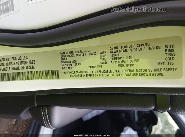 1C4RJKAG1R8557672 2024 JEEP GRAND CHEROKEE L White Engine compartment view