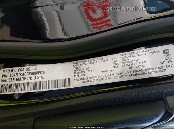 1C4RJKAG3P8800976 2023 JEEP GRAND CHEROKEE L Черный Вид подкапотного пространства