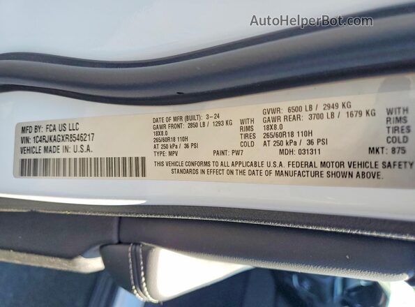 1C4RJKAGXR8546217 2024 JEEP GRAND Белый Вид наклейки с VIN-кодом
