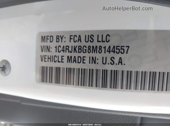 1C4RJKBG8M8144557 2021 JEEP GRAND CHEROKEE L Белый Вид подкапотного пространства