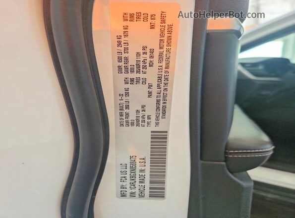 1C4RJKBGXN8588475 2022 JEEP GRAND White VIN կոդի պիտակի տեսք