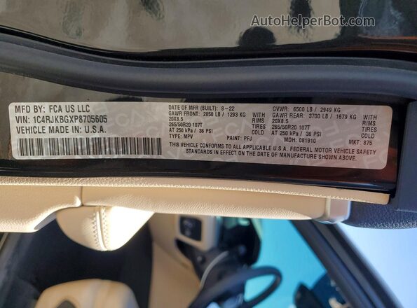 1C4RJKBGXP8705605 2023 JEEP GRAND Black Widok naklejki z numerem VIN