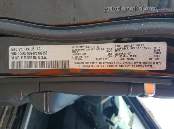 1C4RJKDG4P8102856 2023 JEEP GRAND Black VIN კოდის სტიკერის ხედი