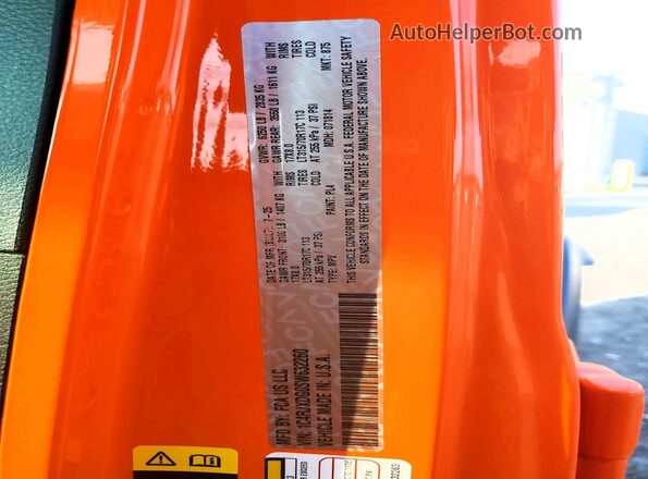1C4RJXDG0SW632260 2025 JEEP WRANGLER Orange Widok naklejki z numerem VIN