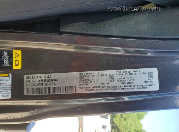 1C4RJXR66RW242046 2024 JEEP WRANGLER Gray Вид наклейки з VIN-кодом
