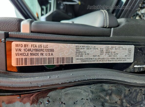 1C4RJYB60RC720365 2024 JEEP GRAND Black Widok naklejki z numerem VIN