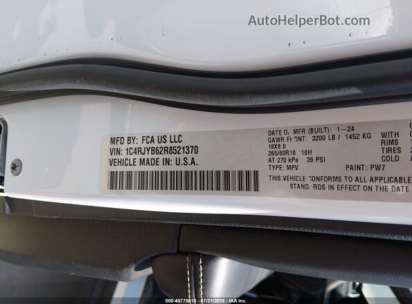 1C4RJYB62R8521370 2024 JEEP GRAND CHEROKEE 4XE White ძრავის განყოფილების ხედი