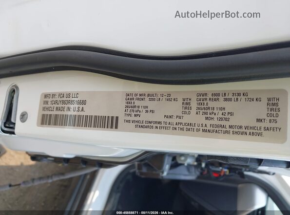 1C4RJYB63R8516680 2024 JEEP GRAND CHEROKEE 4XE White Вид підкапотного простору