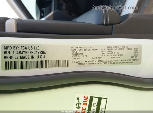 1C4RJYB67RC129367 2024 JEEP GRAND CHEROKEE 4XE White Engine compartment view