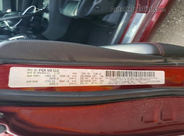 1C4SDHCT3JC290106 2018 DODGE DURANGO Maroon Շարժիչի բաժամունքի տեսք