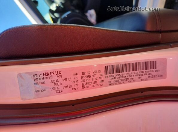 1C4SDHCT7KC647577 2019 DODGE DURANGO Белый Вид подкапотного пространства