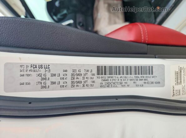 1C4SDHCTXKC721560 2019 DODGE DURANGO Белый Вид наклейки с VIN-кодом