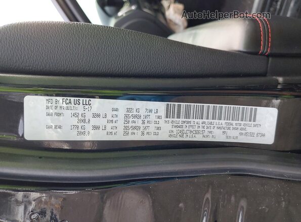 1C4SDJCT0HC926157 2017 DODGE DURANGO Black Вид наклейки з VIN-кодом