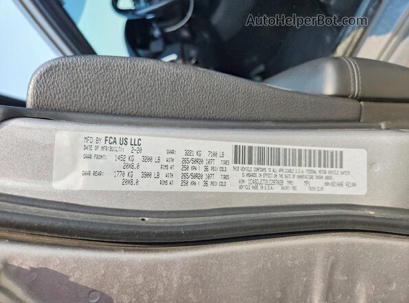 1C4SDJCT2LC287028 2020 DODGE DURANGO Gray VIN sticker view
