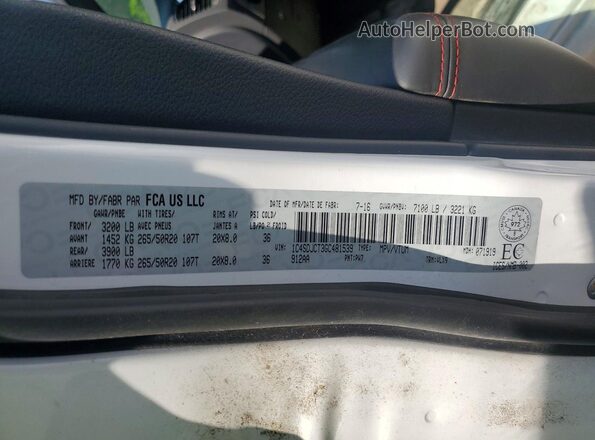 1C4SDJCT3GC481539 2016 DODGE DURANGO White Vista de la etiqueta del VIN