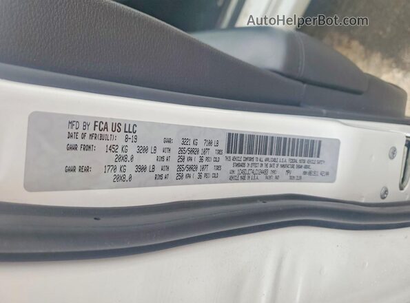 1C4SDJCT4LC124493 2020 DODGE DURANGO White Widok naklejki z numerem VIN