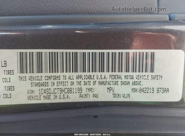 1C4SDJCT9HC881199 2017 DODGE DURANGO Серый Вид подкапотного пространства