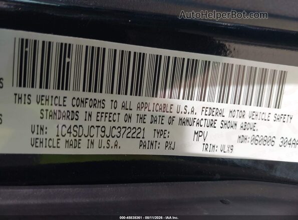 1C4SDJCT9JC372221 2018 DODGE DURANGO Black Շարժիչի բաժամունքի տեսք
