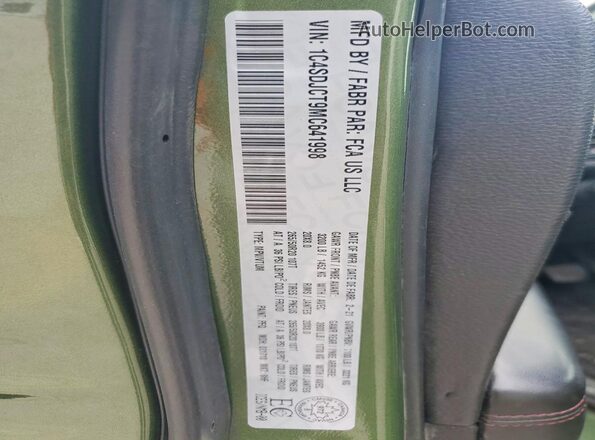 1C4SDJCT9MC641998 2021 DODGE DURANGO Green Widok naklejki z numerem VIN