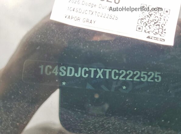 1C4SDJCTXTC222525 2026 DODGE DURANGO Gray VIN sticker view