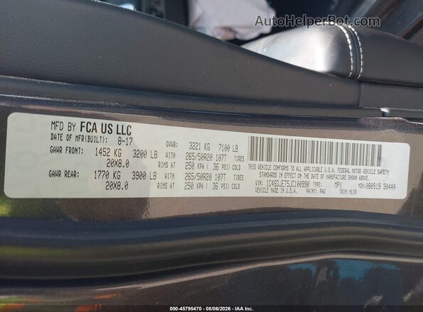 1C4SDJET5JC100990 2018 DODGE DURANGO Gray ძრავის განყოფილების ხედი