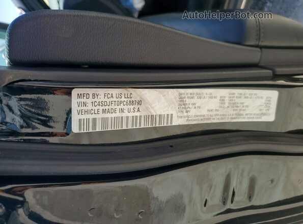 1C4SDJFT0PC688790 2023 DODGE DURANGO Black VIN კოდის სტიკერის ხედი