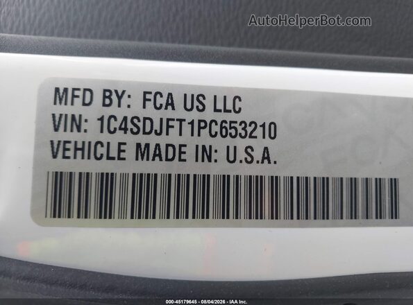 1C4SDJFT1PC653210 2023 DODGE DURANGO White Շարժիչի բաժամունքի տեսք