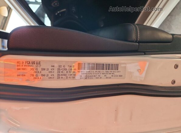 1C4SDJGJ6JC213617 2018 DODGE DURANGO White Widok naklejki z numerem VIN