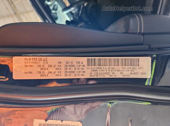 1C4SDJGJXJC445251 2018 DODGE DURANGO Black Vista de la etiqueta del VIN
