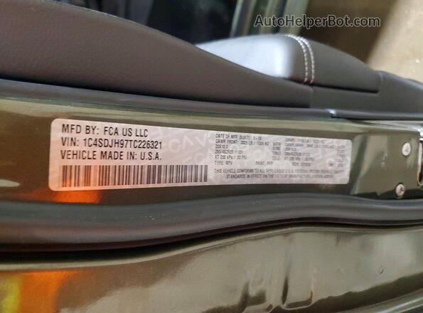 1C4SDJH97TC226321 2026 DODGE DURANGO Green Widok naklejki z numerem VIN