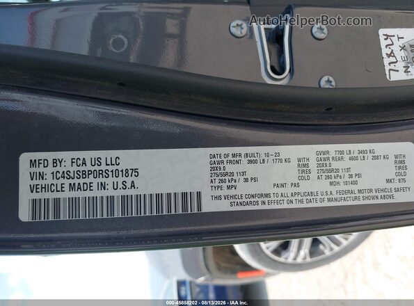 1C4SJSBP0RS101875 2024 JEEP WAGONEER L Gray Widok komory silnika