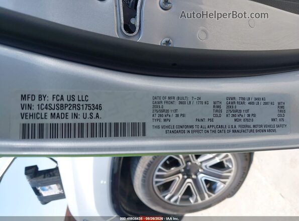 1C4SJSBP2RS175346 2024 JEEP WAGONEER L Silver ძრავის განყოფილების ხედი