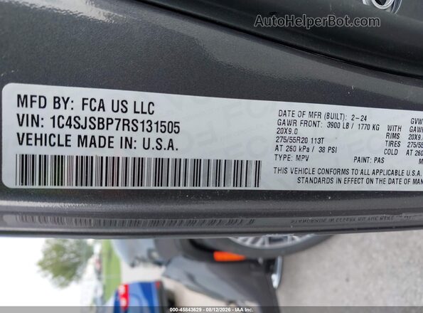 1C4SJSBP7RS131505 2024 JEEP WAGONEER L Gray Շարժիչի բաժամունքի տեսք